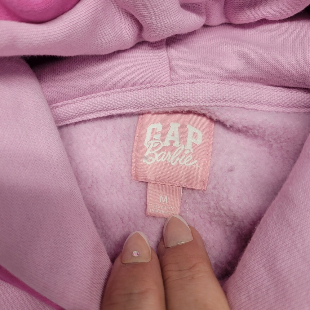 Gap × Barbie Adult Medium Arch Logo Hoodie Barbiecore Iconic Pink Sweatshirt - Picture 3 of 8